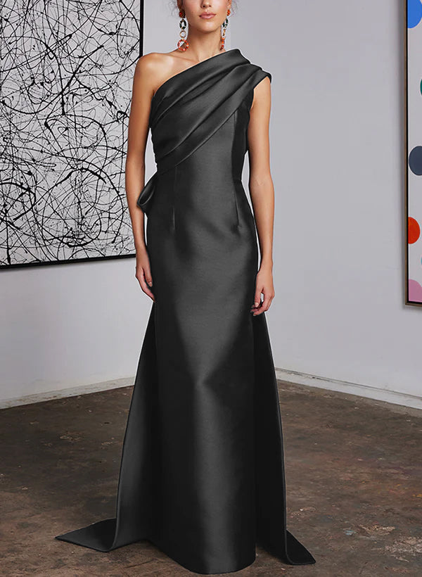 long black one shoulder mother of the bride dress