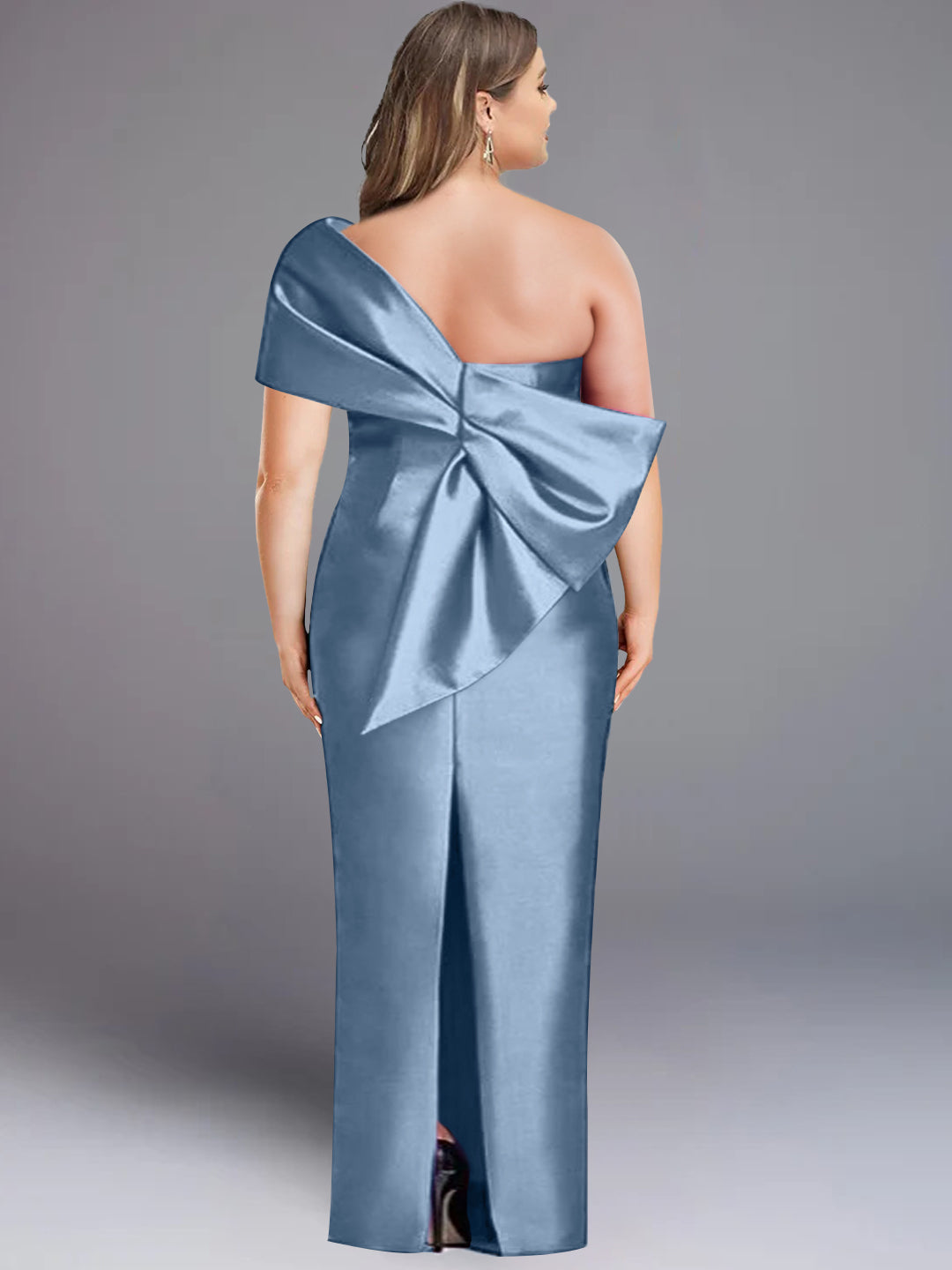 Sheath/Column One-Shoulder Sleeveless Floor-Length Mother of the Bride Dresses with Bowknot