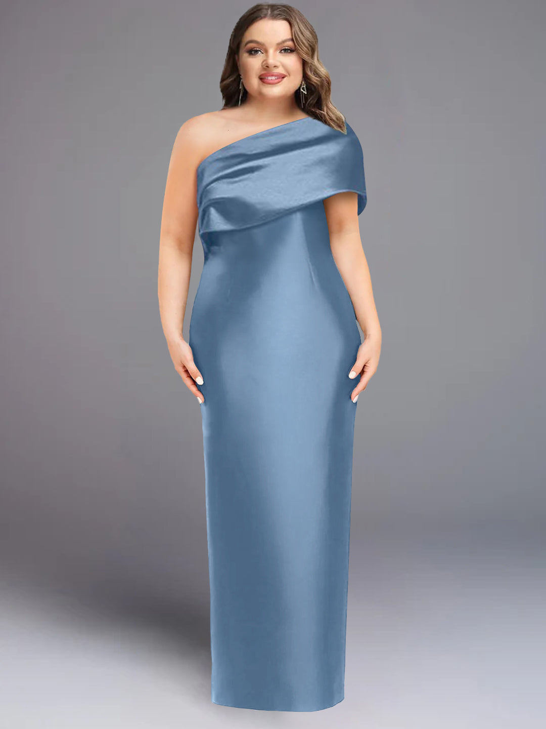 Sheath/Column One-Shoulder Sleeveless Floor-Length Mother of the Bride Dresses with Bowknot