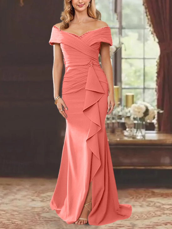 Sheath/Column Off-the-Shoulder Sleeveless Floor-Length