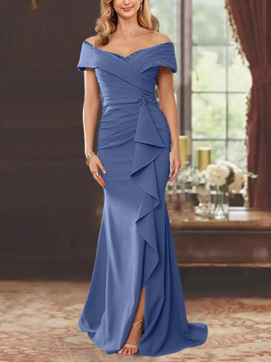 Sheath/Column Off-the-Shoulder Sleeveless Floor-Length Mother of