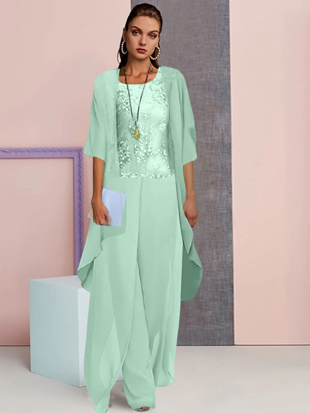 Chiffon Mother of the Bride Pantsuits with Jacket