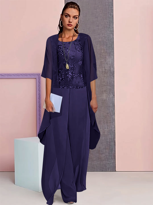 Chiffon Mother of the Bride Pantsuits with Jacket