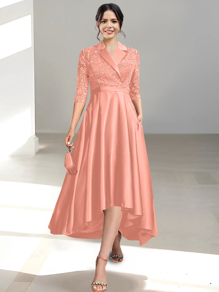 Sheath/Column V-Neck Tea-Length Mother of the Bride Dresses