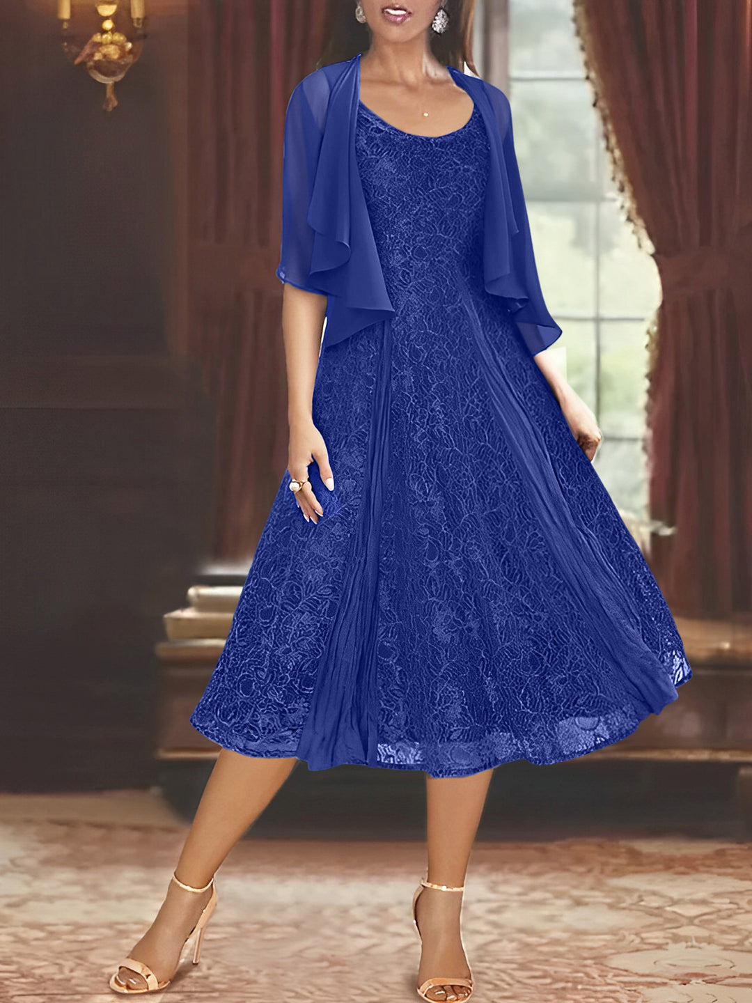 royal blue mother of the bride dresses tea length Off The Shoulder Tea Length Blue Mother Of The Bride Dress with Bow US12 / Blue