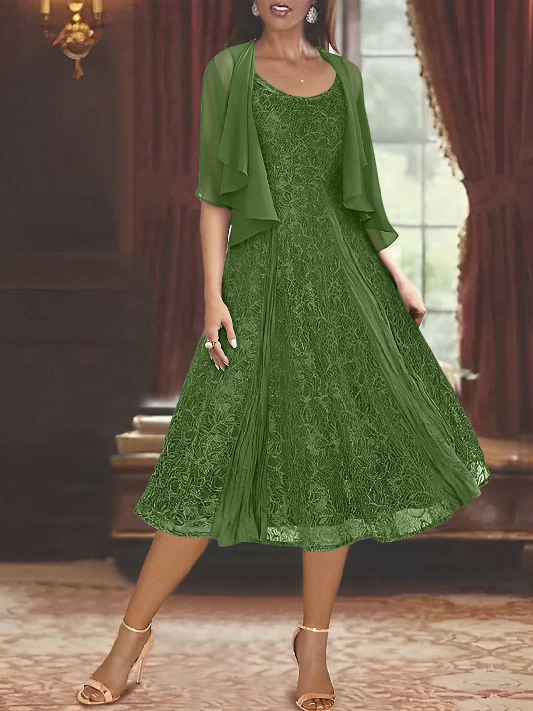 Tea Length Olive Green A Line Dress A-Line Scoop/U-Neck Tea Length Sleeveless Spaghetti Tea Length Olive Green A Line Dress A-Line Scoop/U-Neck Tea Length Sleeveless Spaghetti