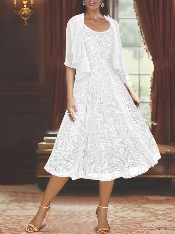 A-Line/Princess Scoop Tea-Length Mother of the Bride Dresses