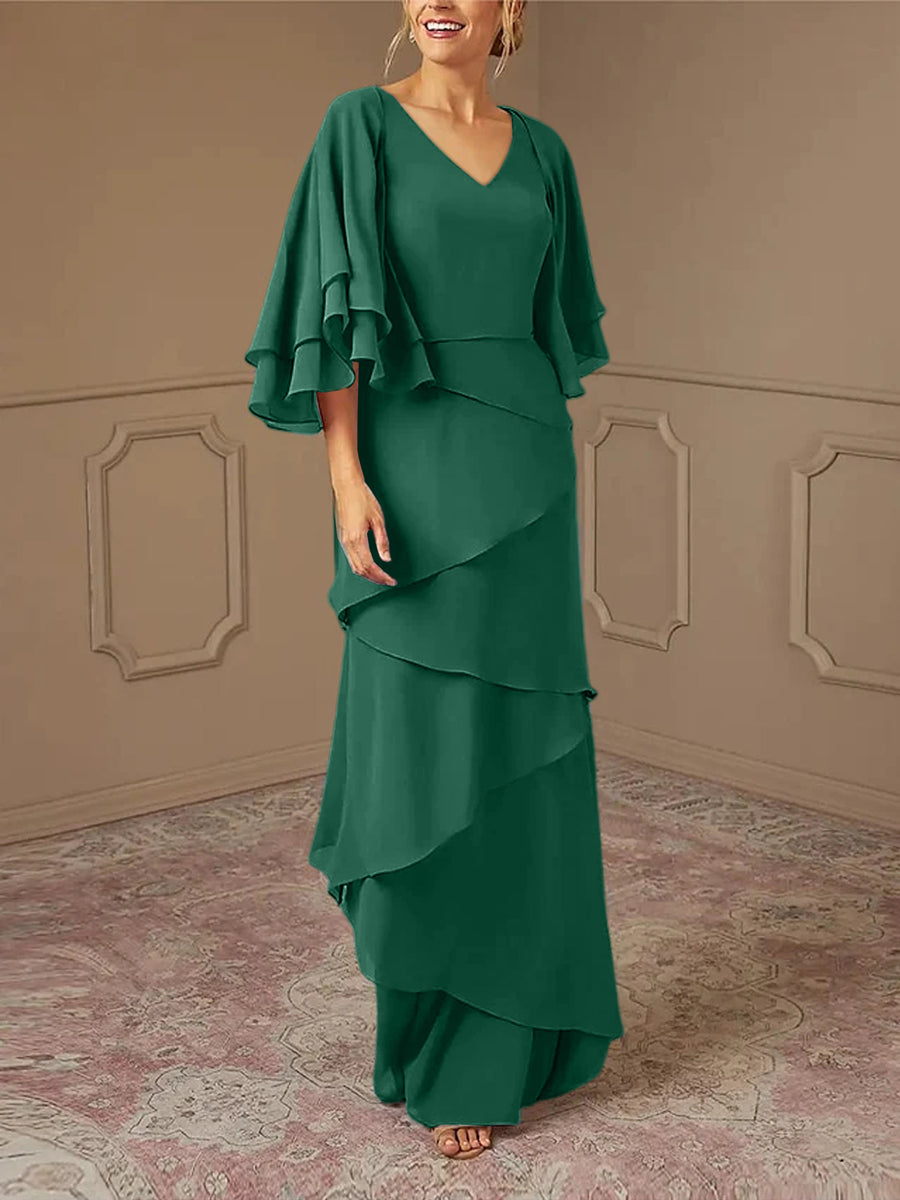 Sheath/Column V-Neck Mother of the Bride Dresses with Jacket