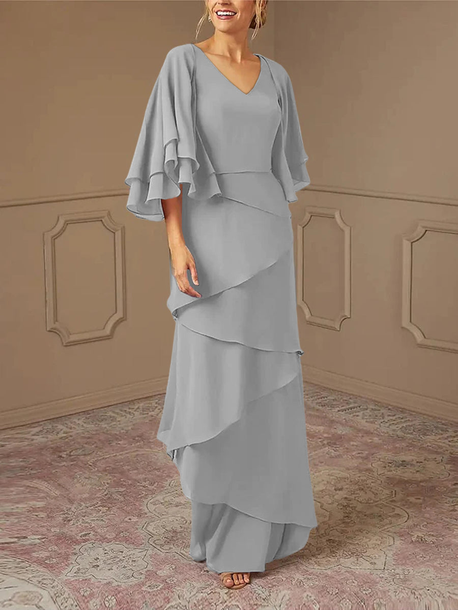 Sheath/Column V-Neck Mother of the Bride Dresses with Jacket