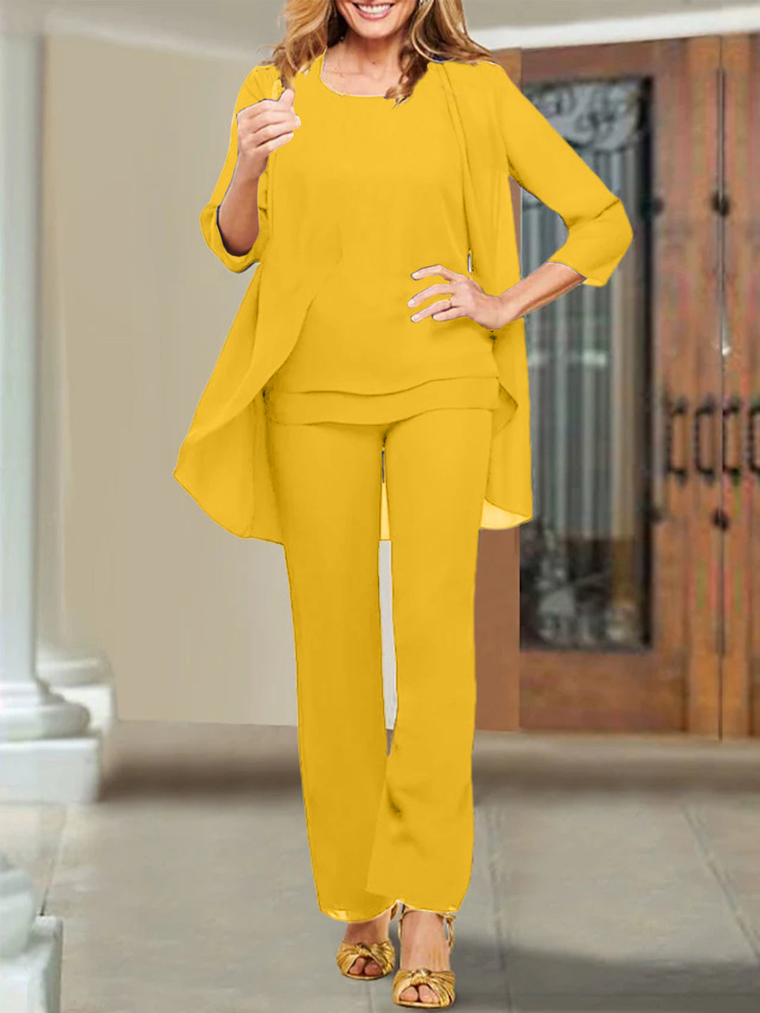 Chiffon Scoop Mother of the Bride Pantsuits