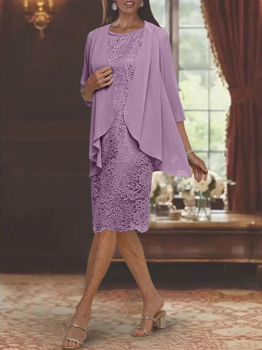 purple mother of the bride dresses tea length A-Line Midi Chiffon COCOMELODY CM0258, White Timeless and elegant dresses featuring classic silhouettes Chiffon A-Line Mother of the