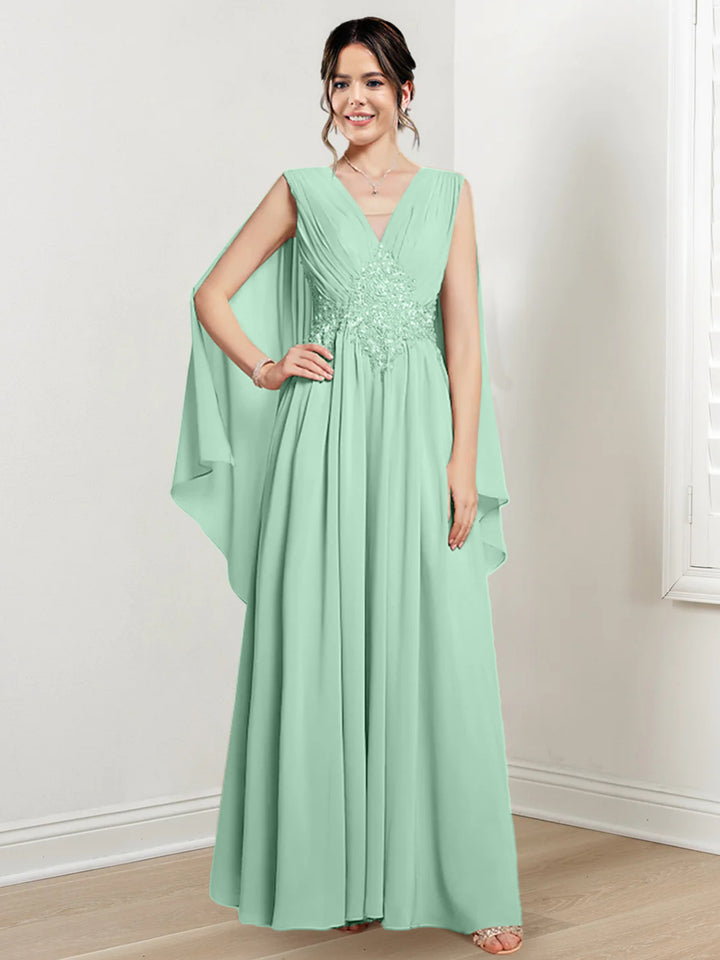 A-Line/Princess V-Neck Floor-Length Mother of the Bride Dresses