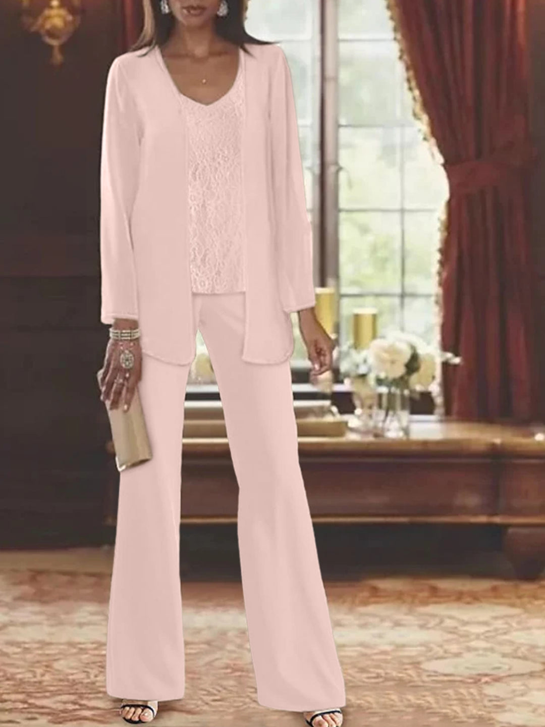 Chiffon Mother of the Bride Pantsuits with Jacket Chiffon Mother of the Bride Pantsuits with Jacket