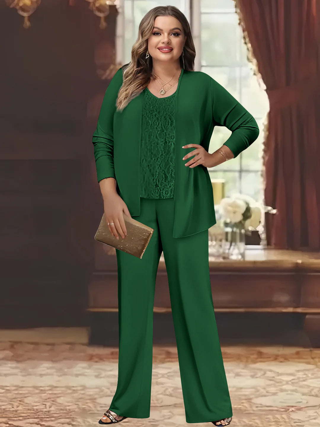 Chiffon Plus Size Mother of the Bride Pantsuits with Jacket