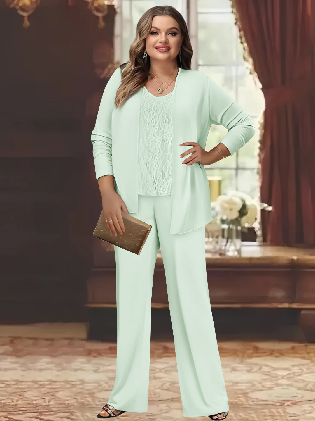 Chiffon Plus Size Mother of the Bride Pantsuits with Jacket