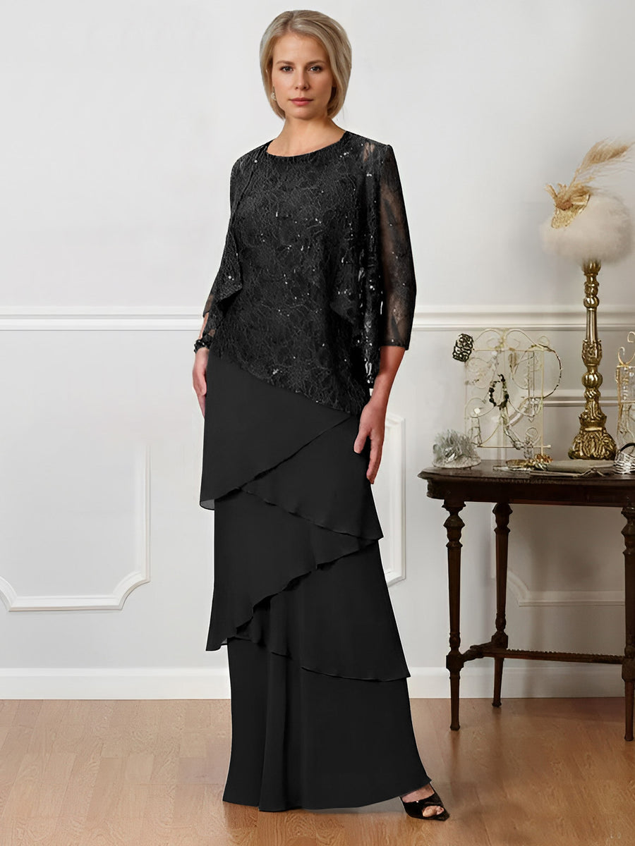 A-Line/Princess Jewel Neck Floor-Length Mother of the Bride Dresses