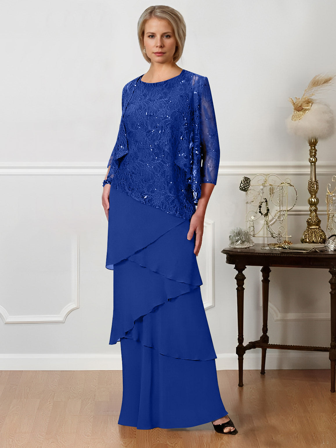 jewels♡ドレス A-Line/Princess Jewel Neck Floor-Length Mother of the Bride