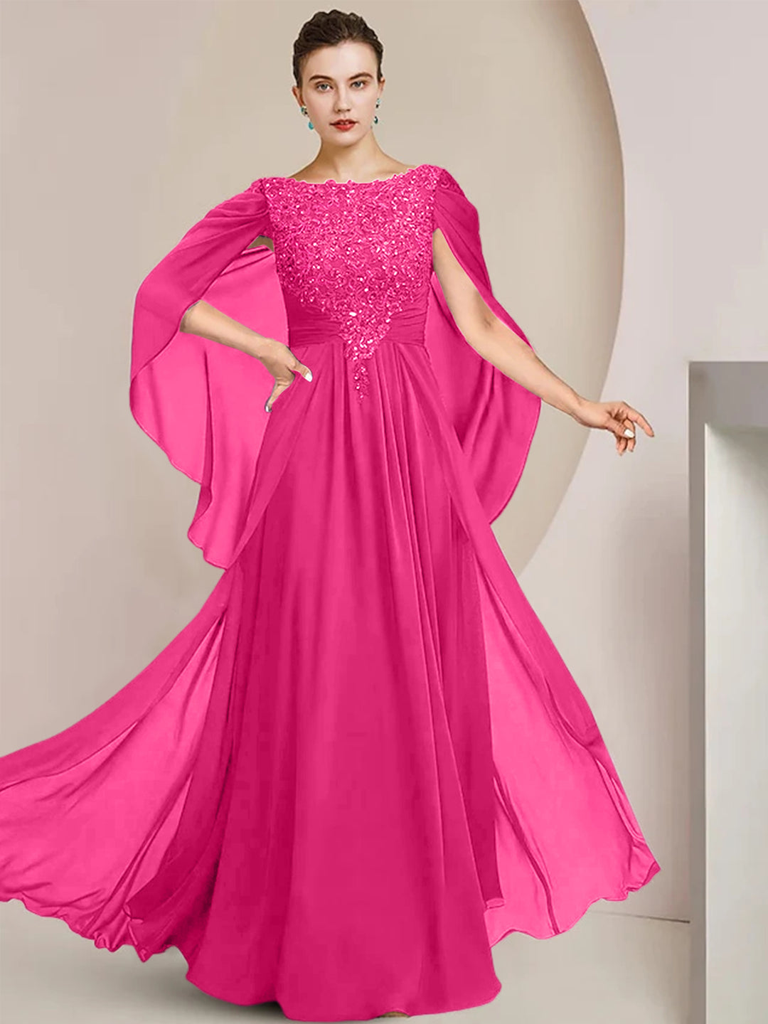 A-Line/Princess Scoop Floor-Length Mother of the Bride Dresses