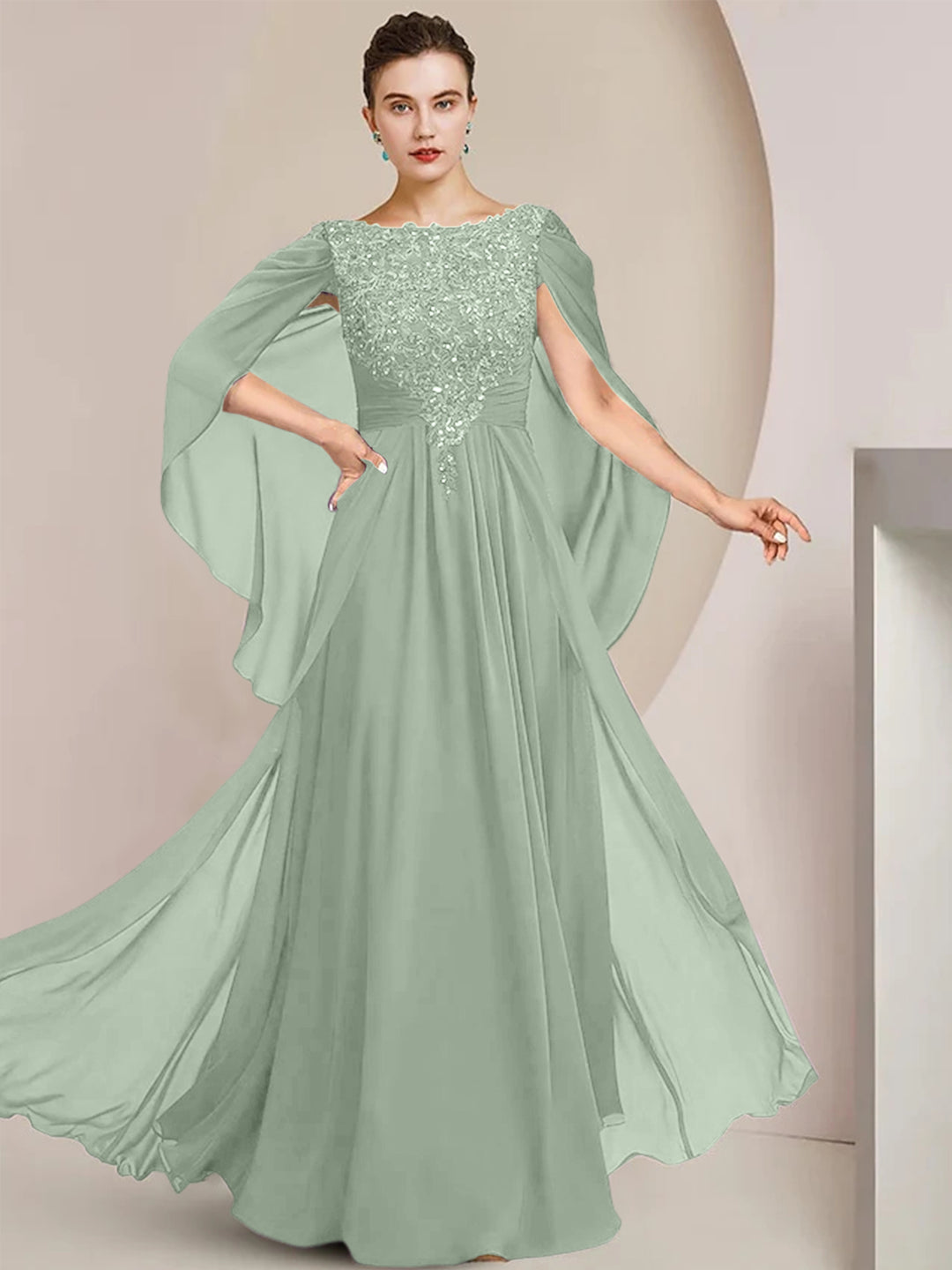 A-Line/Princess Scoop Floor-Length Mother of the Bride Dresses