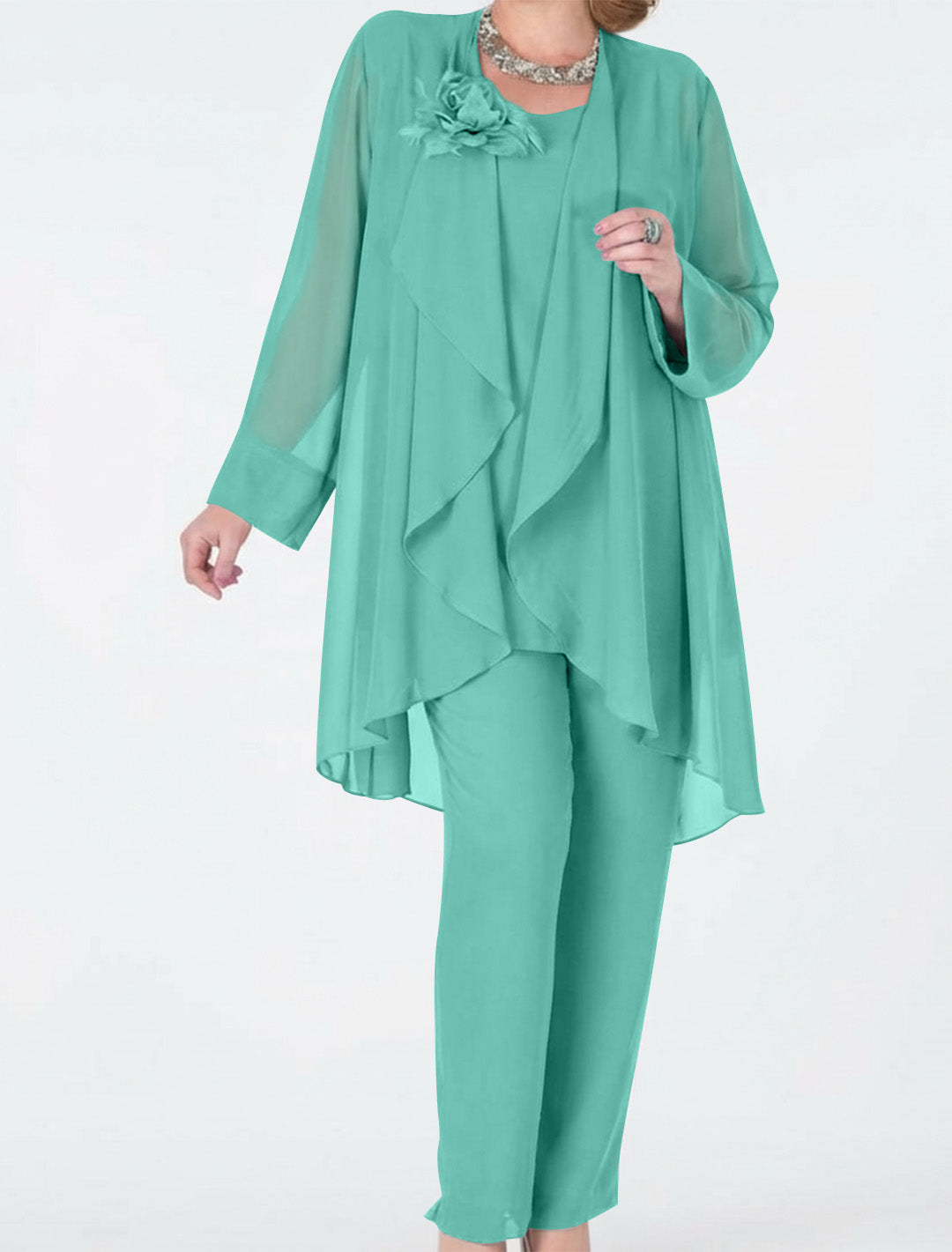 Chiffon Mother of the Bride Pantsuits with Jacket