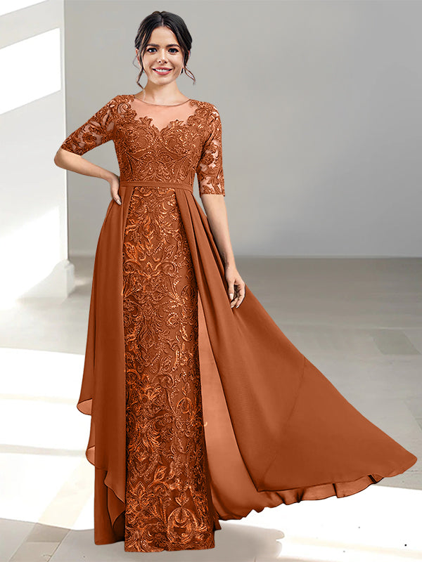A-Line/Princess Scoop Floor-Length Mother of the Bride Dresses Burnt Orange A-Line/Princess Scoop Floor-Length Mother of the Bride Dresses Burnt Orange