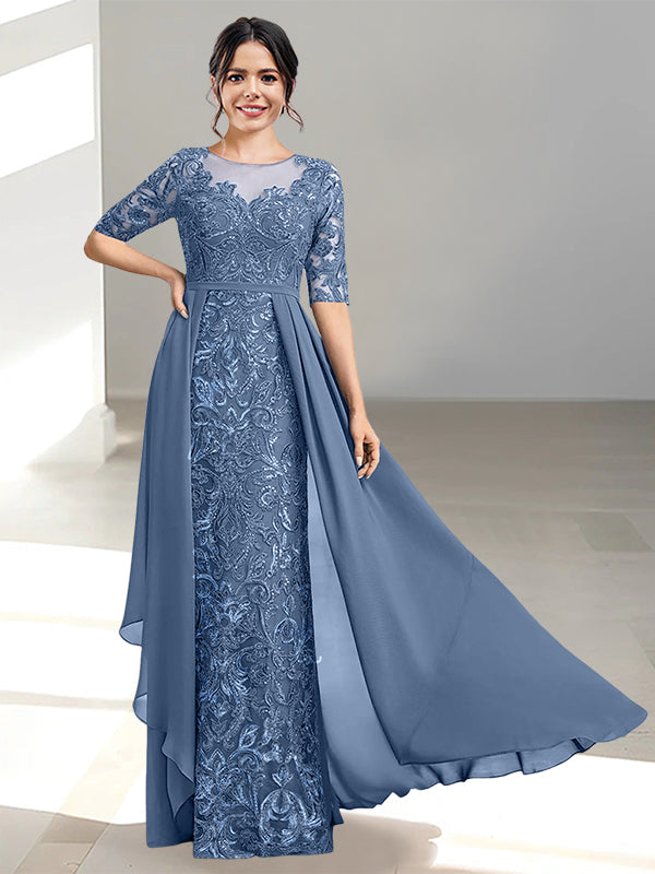 A-Line/Princess Scoop Floor-Length Mother of the Bride