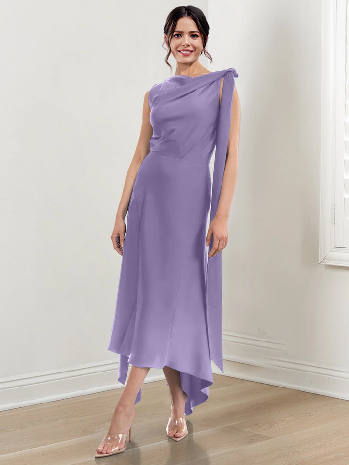 Sheath/Column Jewel Neck Tea-Length Mother of the Bride Dresses