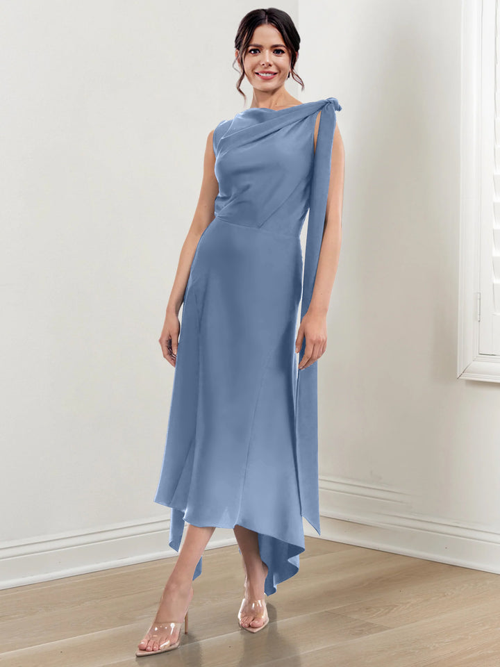 Sheath/Column Jewel Neck Tea-Length Mother of the Bride Dresses