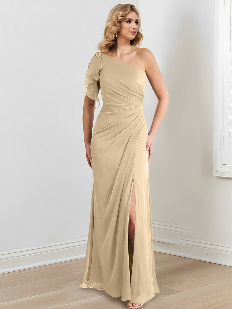 Sheath/Column One-Shoulder Floor-Length Mother of the Bride Dresses