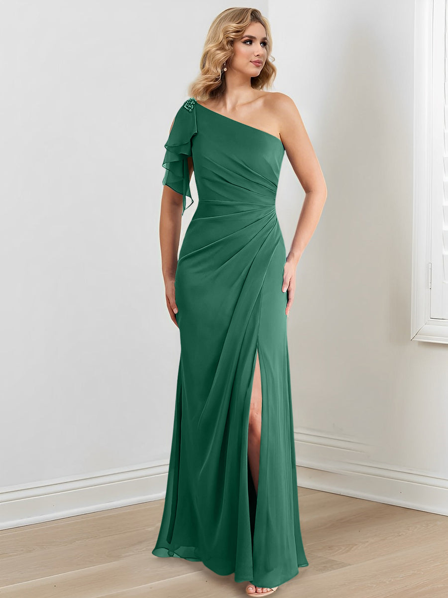 Sheath/Column One-Shoulder Floor-Length Mother of the Bride Dresses