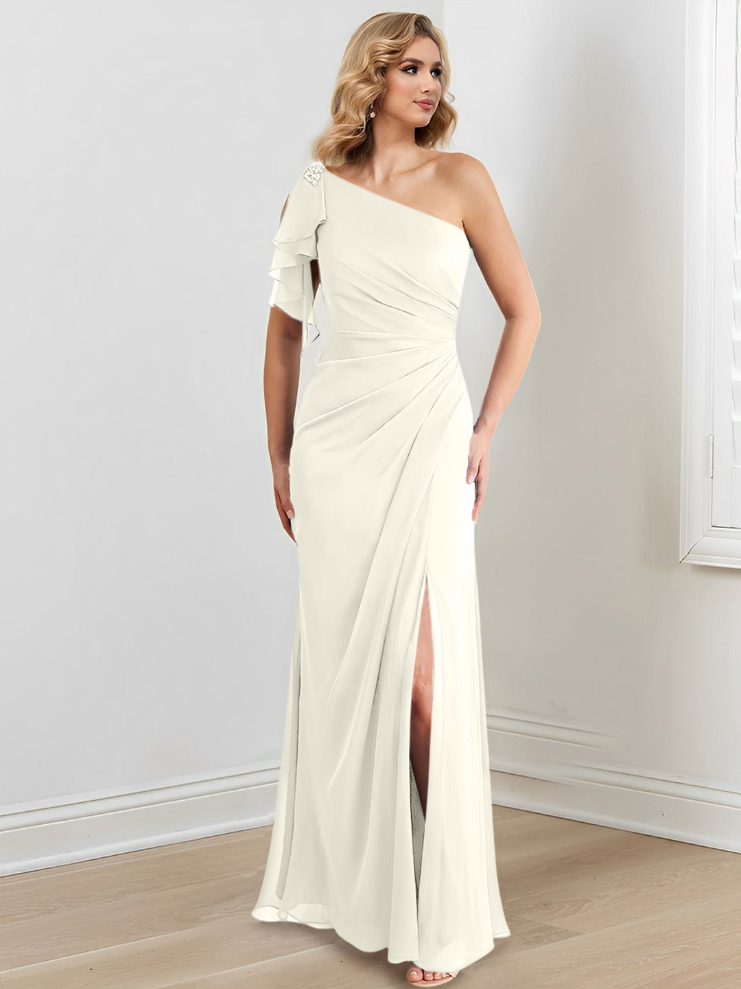 Sheath/Column One-Shoulder Floor-Length Mother of the Bride Dresses