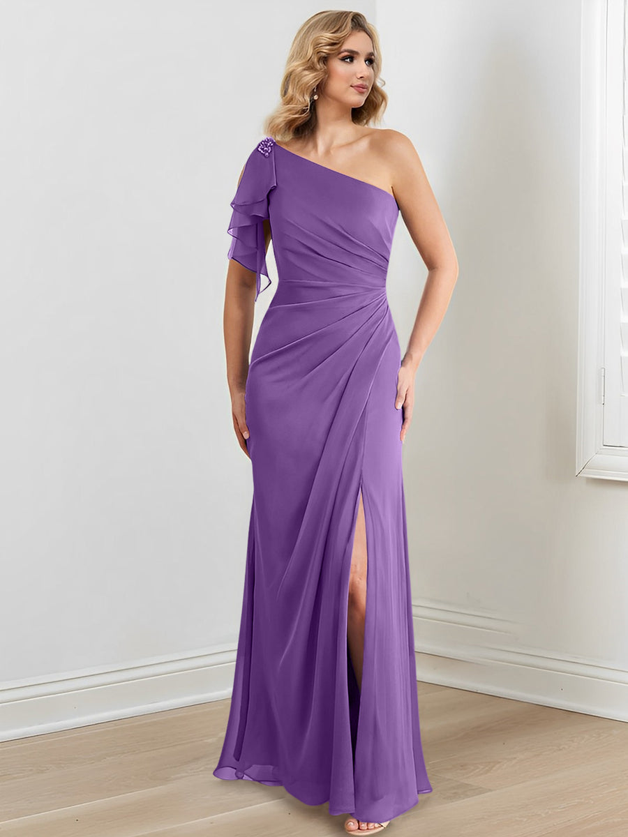 Sheath/Column One-Shoulder Floor-Length Mother of the Bride Dresses