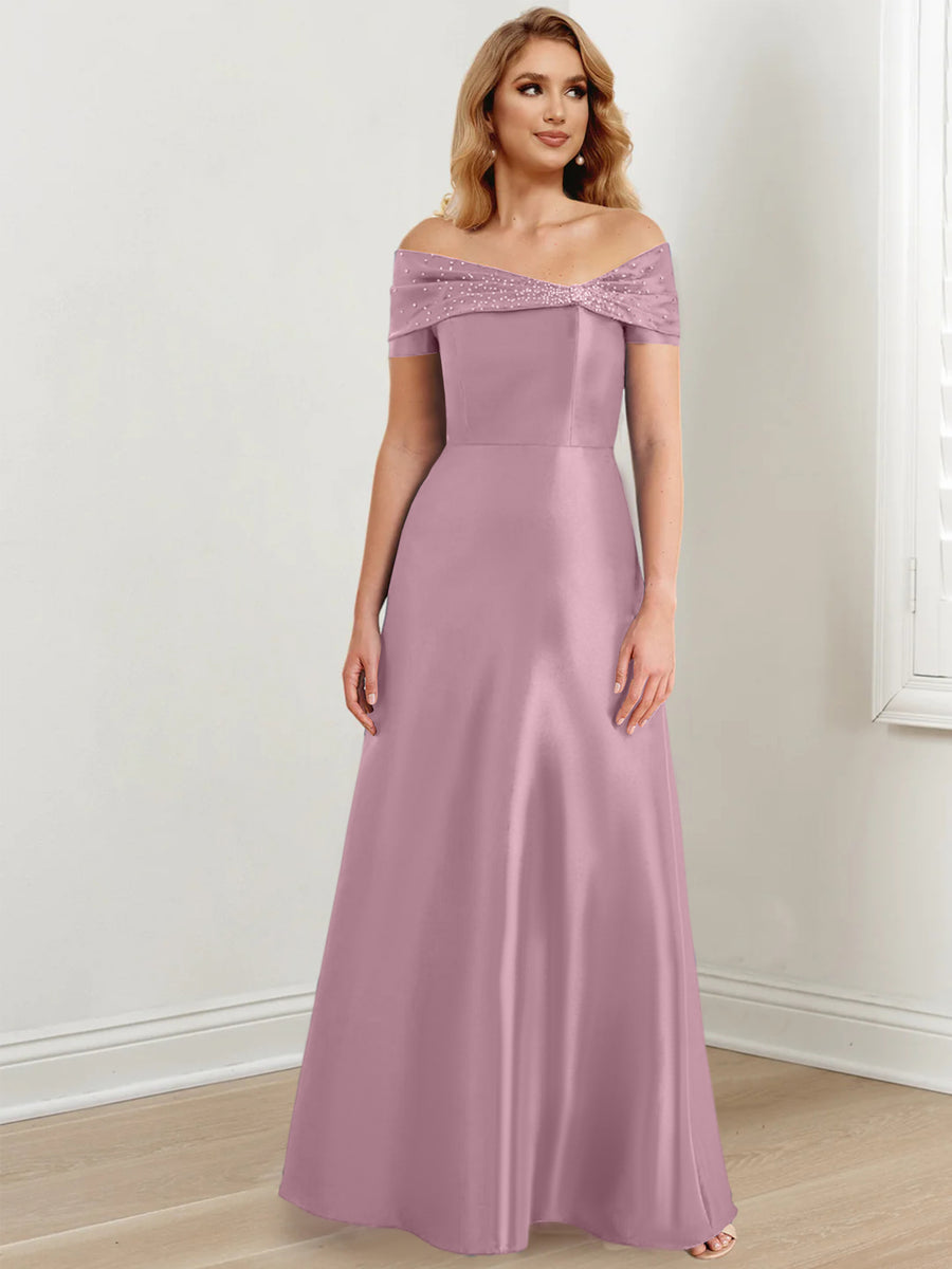 A-Line/Princess Off-the-Shoulder Floor-Length Mother of the Bride Dresses