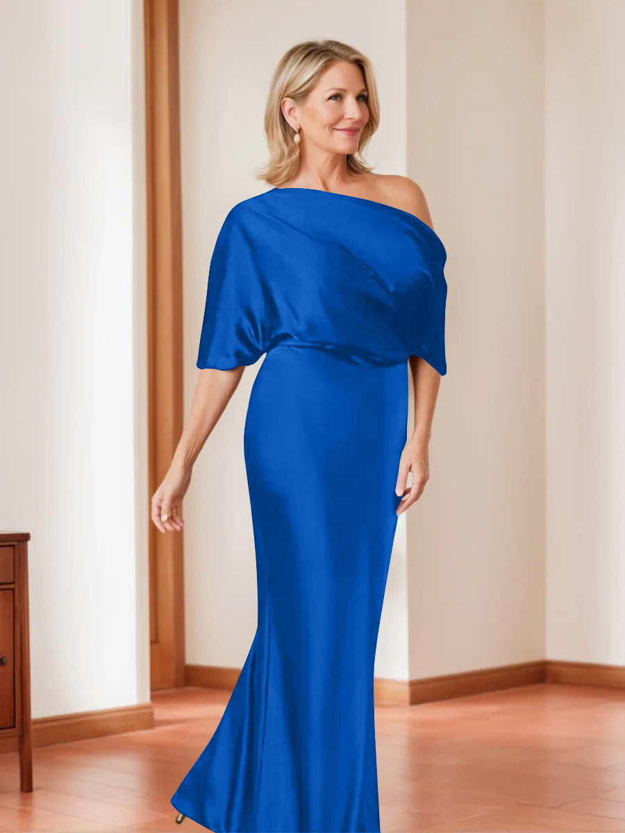 Sheath/Column One-Shoulder 1/2 Sleeves Elegant Plus Size Mother of the Bride Dresses