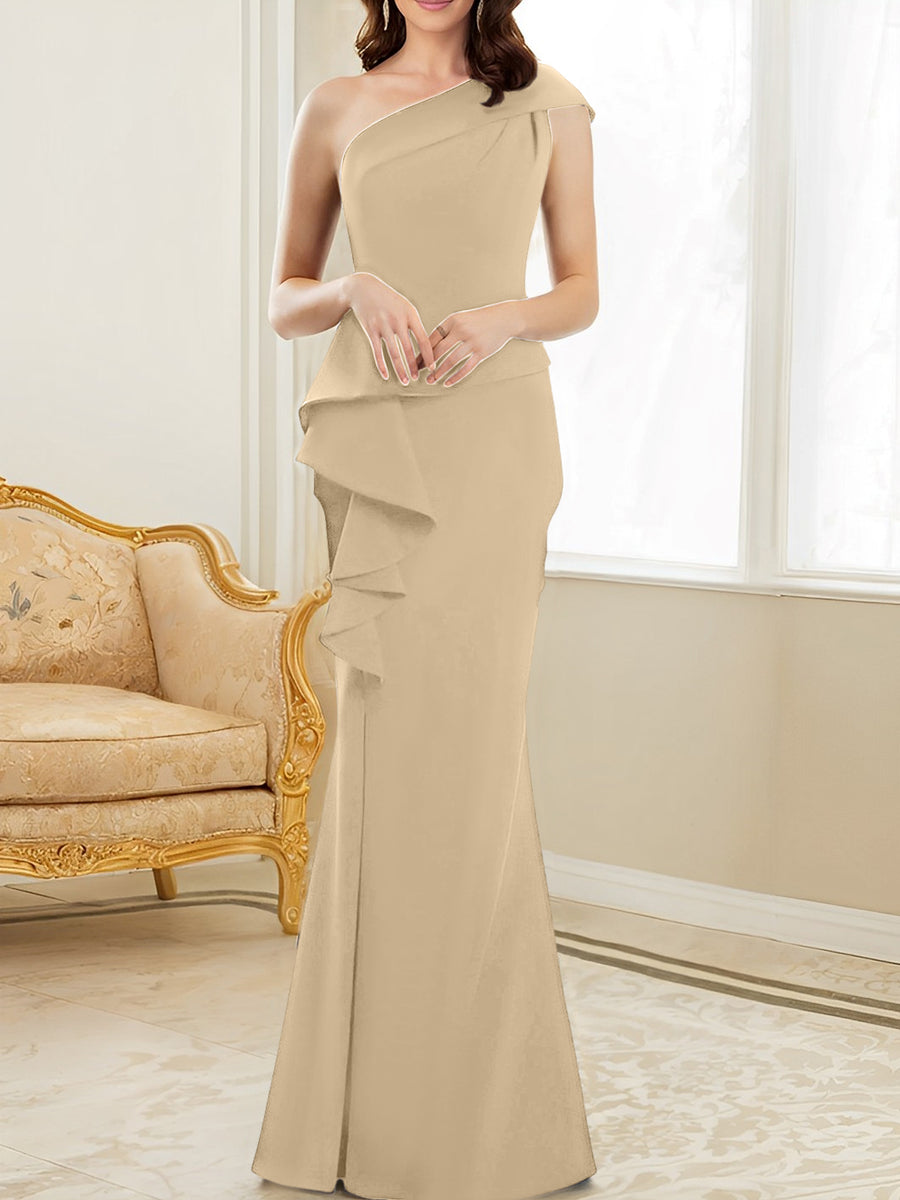 Trumpet/Mermaid One-Shoulder Floor-Length Mother of the Bride Dresses