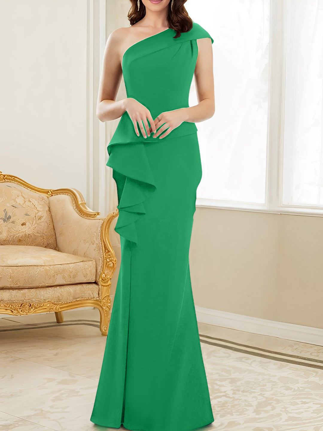 Trumpet/Mermaid One-Shoulder Floor-Length Mother of the Bride Dresses