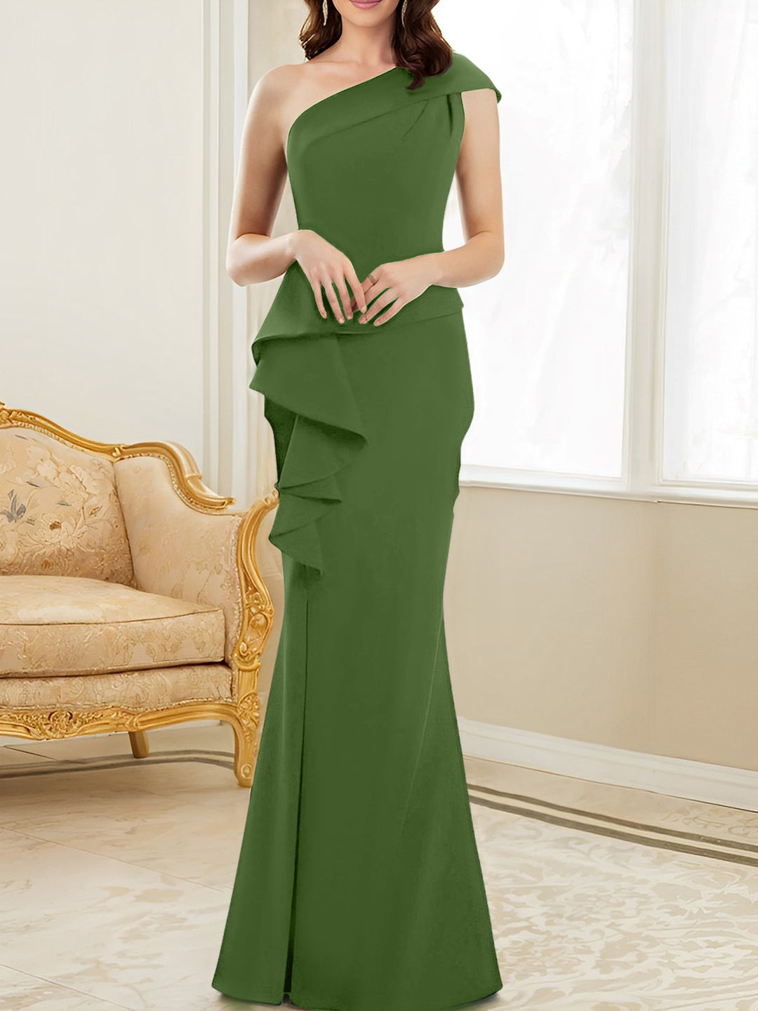 Trumpet/Mermaid One-Shoulder Floor-Length Mother of the Bride Dresses