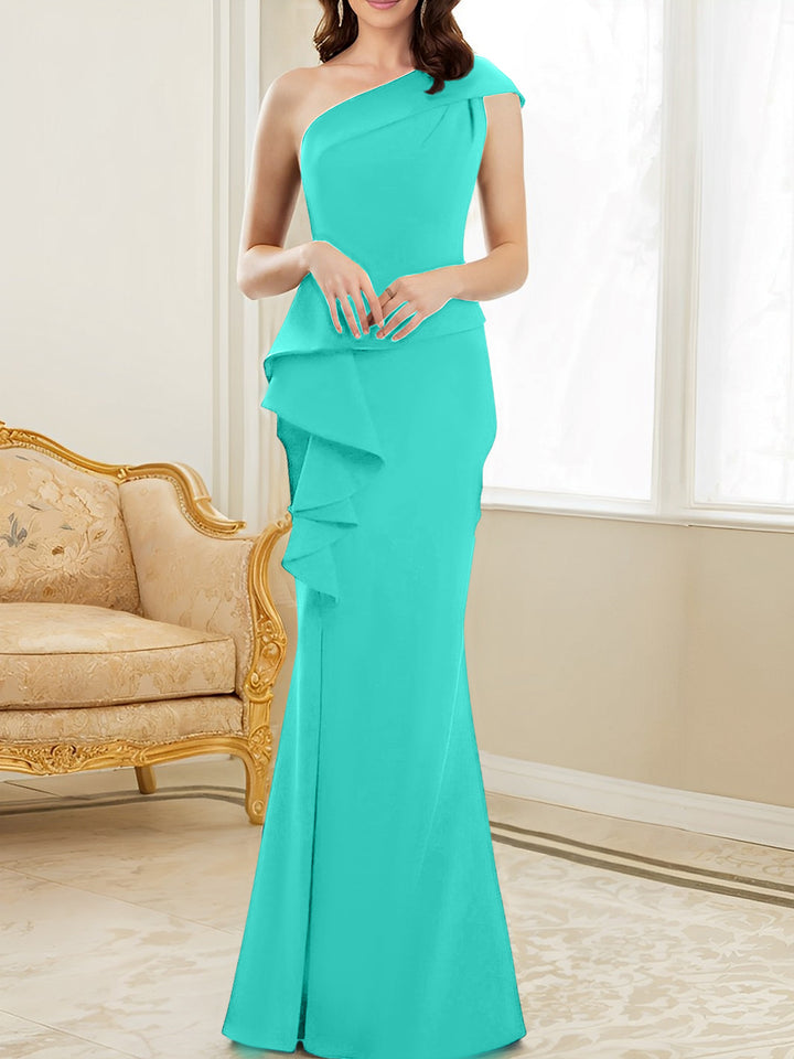 Trumpet/Mermaid One-Shoulder Floor-Length Mother of the Bride Dresses