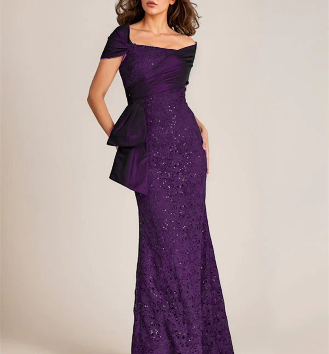 Trumpet/Mermaid Off-the-Shoulder Lace Mother of the Bride Dresses with Applique & Beading