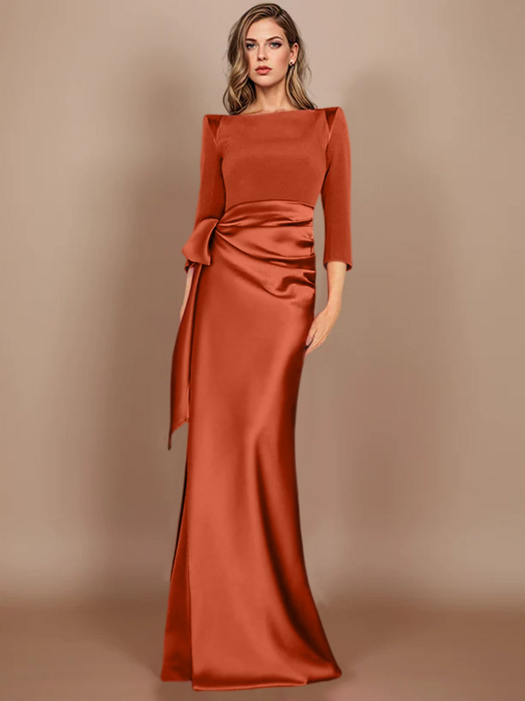 Sheath/Column Scoop 3/4 Length Sleeves Floor-Length Mother of the Brid - Mondressy Sheath/Column Scoop 3/4 Length Sleeves Floor-Length Mother of the Brid - Mondressy