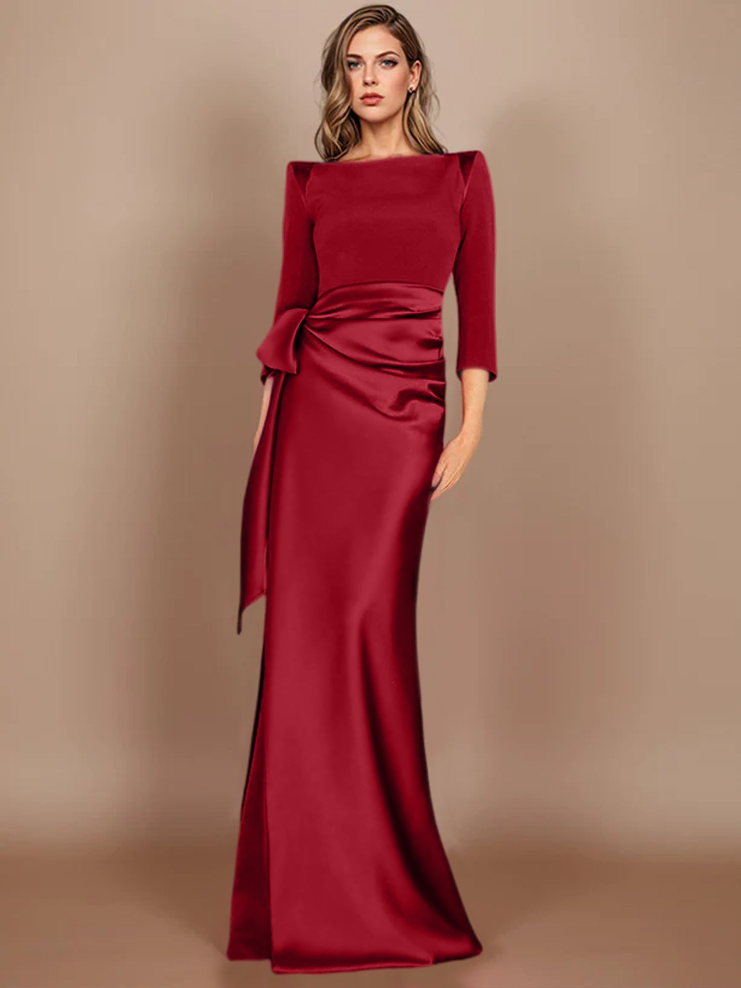 Sheath/Column Scoop 3/4 Length Sleeves Floor-Length Mother