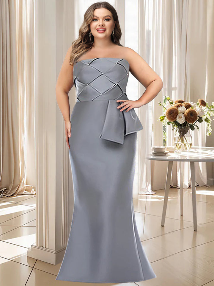 Trumpet/Mermaid Strapless Sleeveless Floor-Length Mother of the Bride Dresses with Bowknot