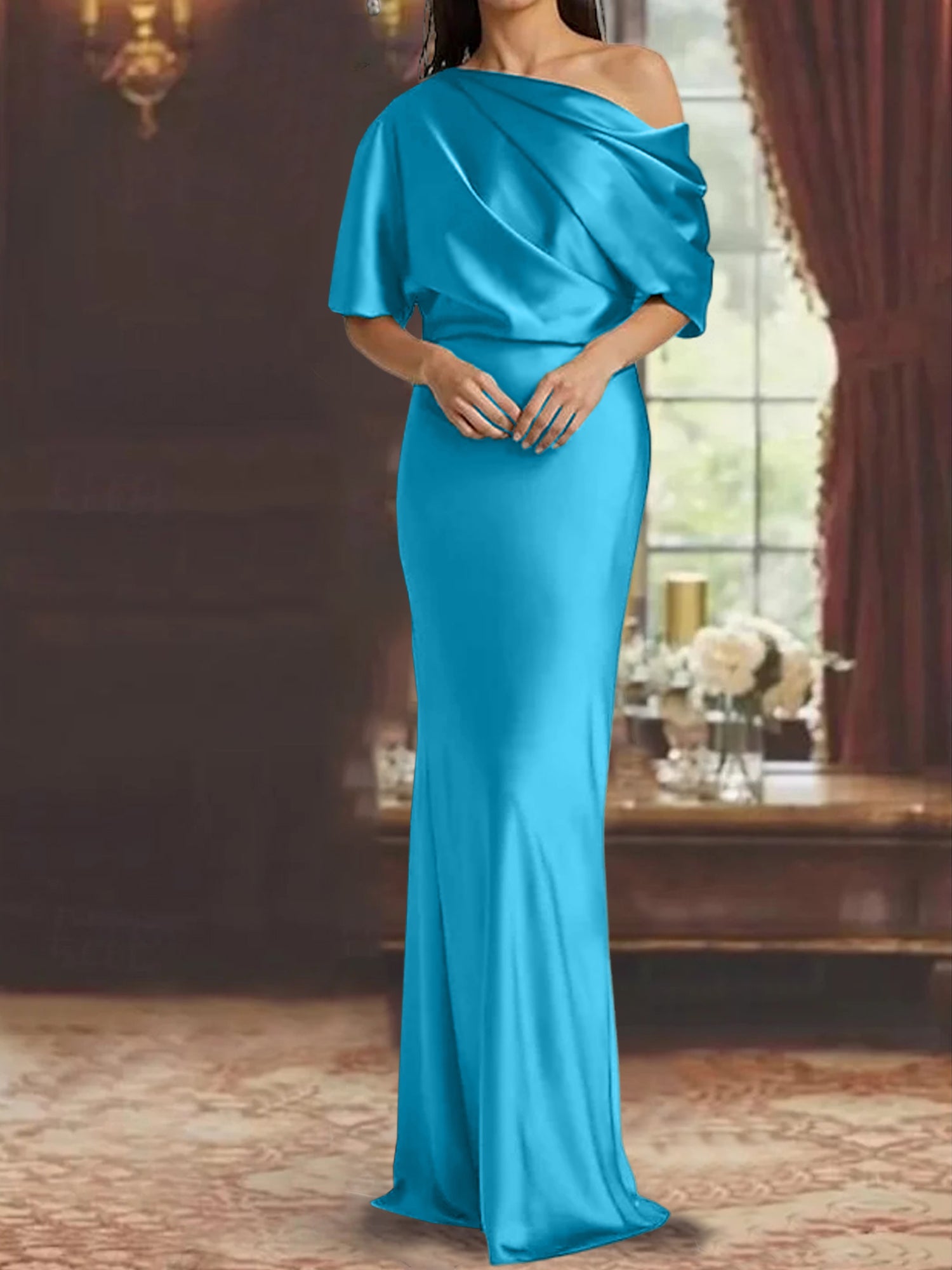 Sheath/Column One-Shoulder Sleeveless Plus Size Mother of the Bride Dresses with Ruffles main image 1