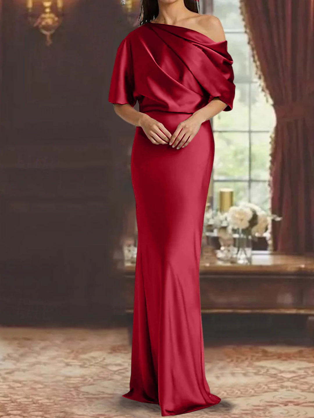 Sheath/Column One-Shoulder Mother of the Bride Dresses Light Burgundy Sheath/Column One-Shoulder Mother of the Bride Dresses Light Burgundy
