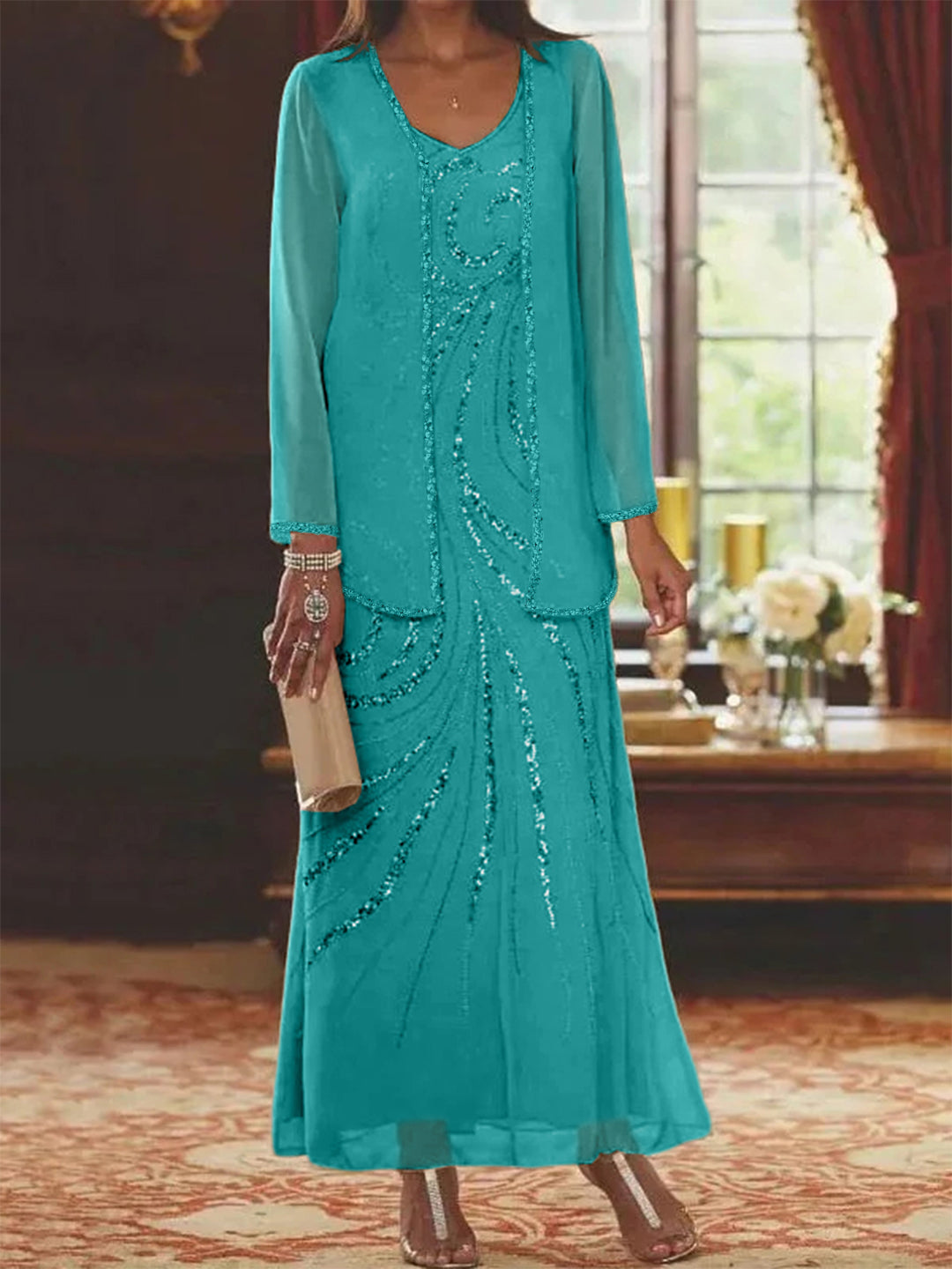 Mother of The Groom Gowns Aqua Blue Sparkly Sequins Chiffon Wedding Birthday Party Formal Guest Evening Dresses Mother of The Groom Gowns Aqua Blue Sparkly Sequins Chiffon Wedding Birthday Party Formal Guest Evening Dresses