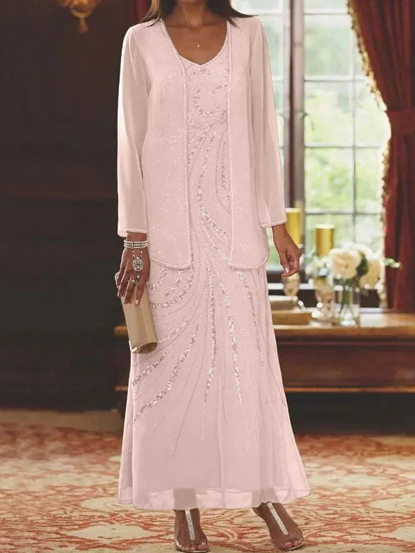 Sheath/Column V-Neck  Mother of the Bride Dresses with Wraps