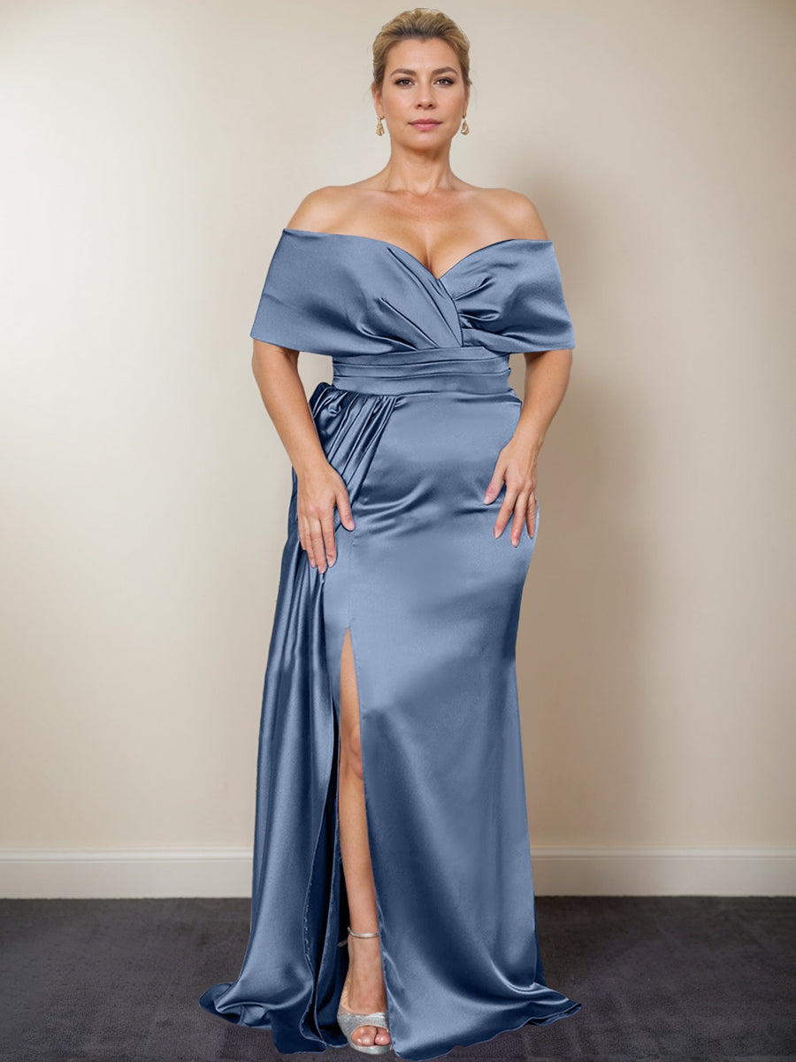 Trumpet/Mermaid Off-the-Shoulder Plus Size Mother of the Bride Dresses - Mondressy Trumpet/Mermaid Off-the-Shoulder Plus Size Mother of the Bride Dresses - Mondressy