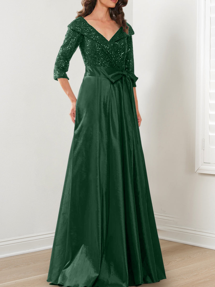 A-Line/Princess V-Neck Floor-Length Mother of the Bride Dresses