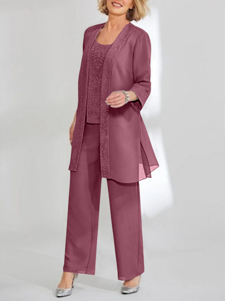 Chiffon Mother of the Bride Pantsuits with Jacket