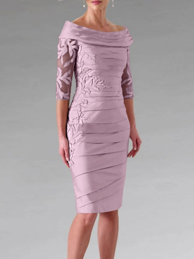 rose pink half sleeves dress LACE TRIM BUTTON FRONT SHORT DRESS Autumn Rose / M